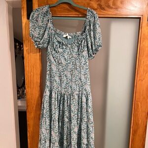 ASTR The Label Bustier Puff Sleeve Floral Dress sz Medium